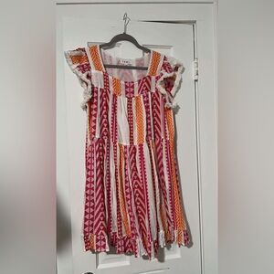 THML Red and Orange Patterned Mini Dress